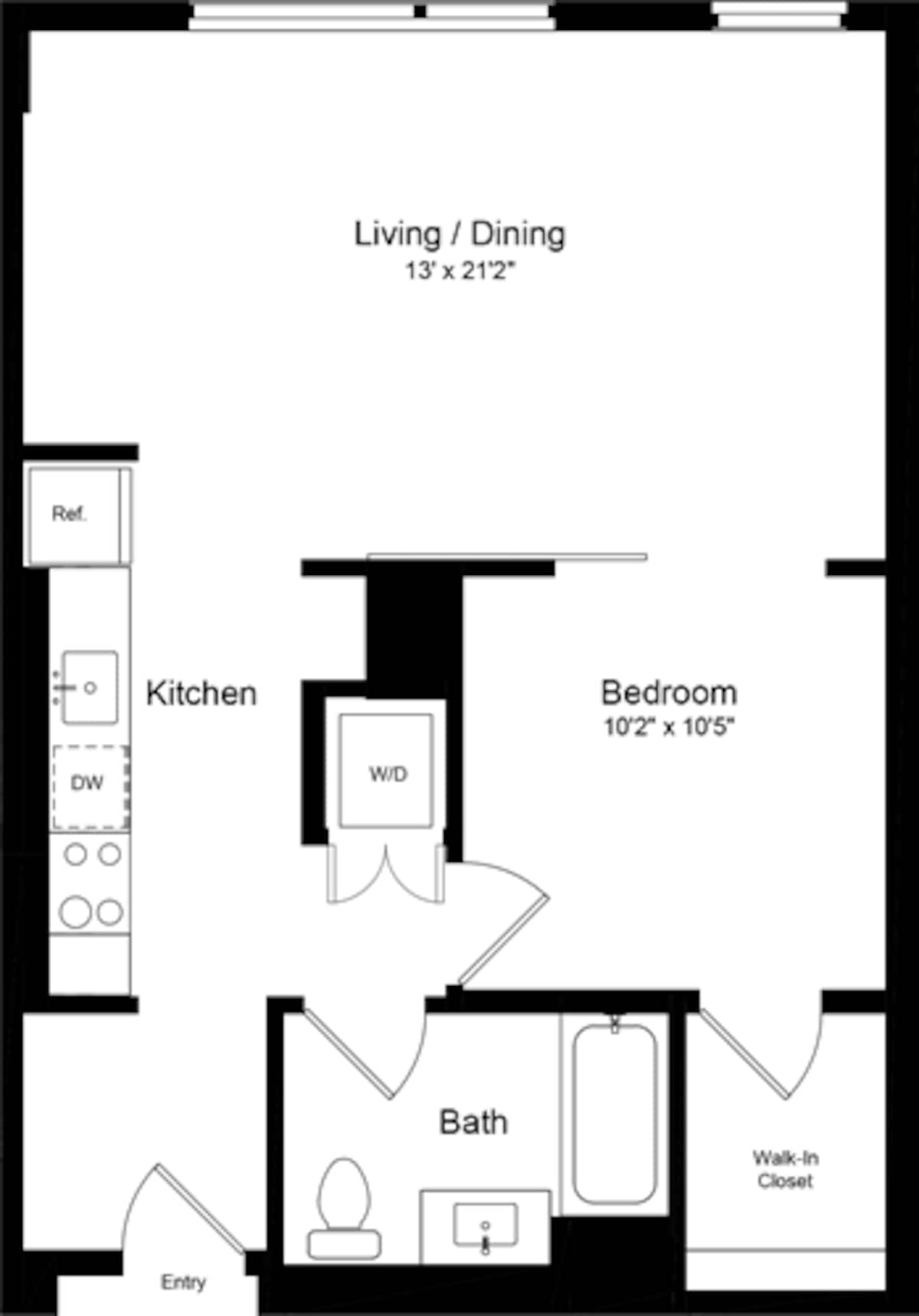 Floorplan diagram for 1 Bedroom G, showing 1 bedroom
