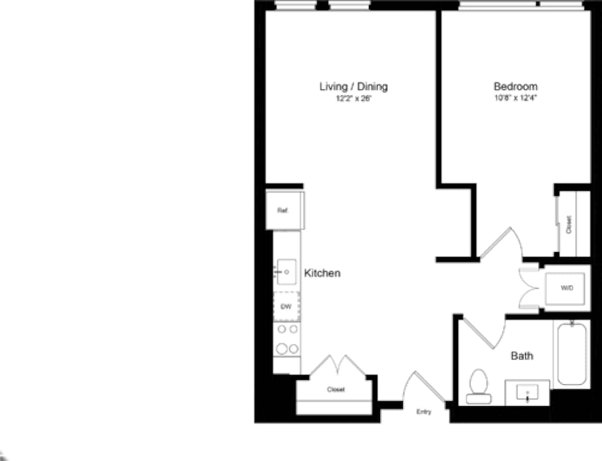 Floorplan diagram for 1 Bedroom N, showing 1 bedroom