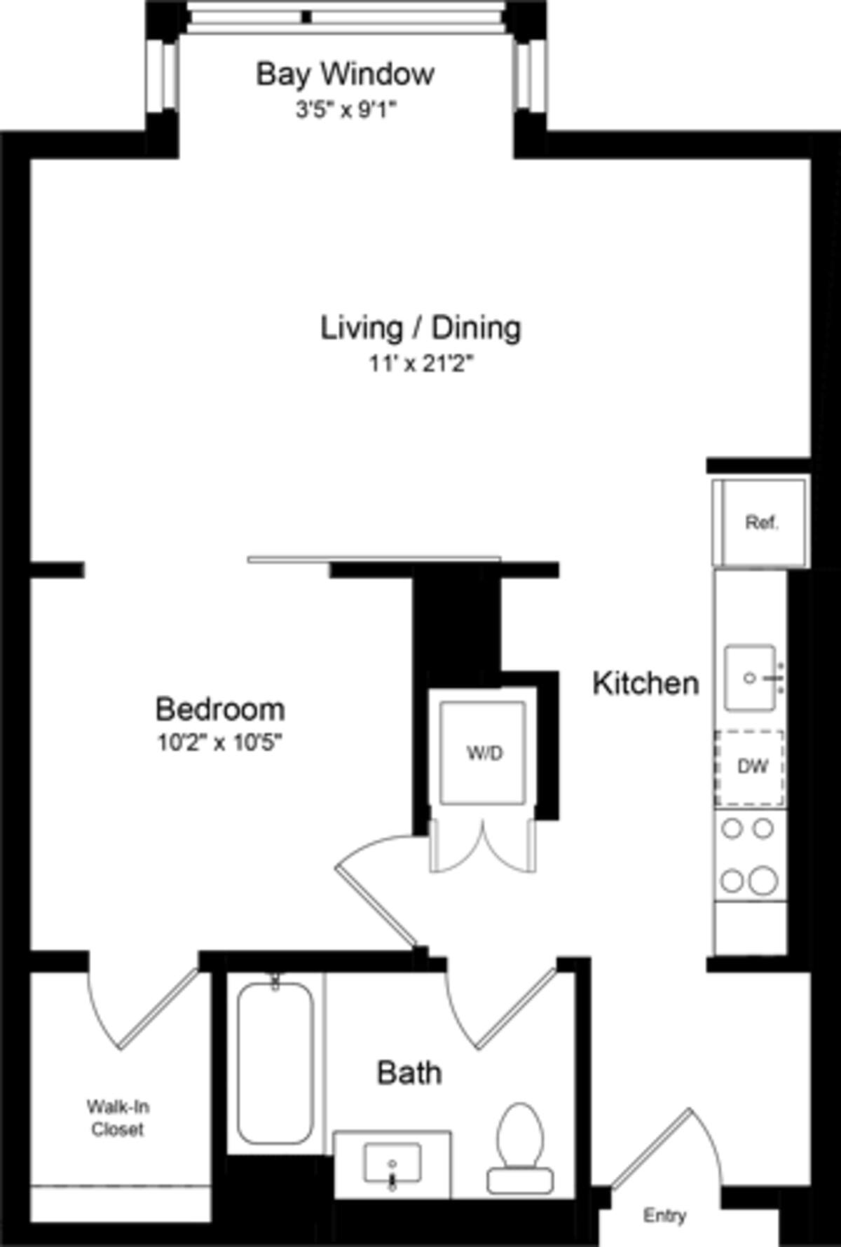 Floorplan diagram for 1 Bedroom C, showing 1 bedroom
