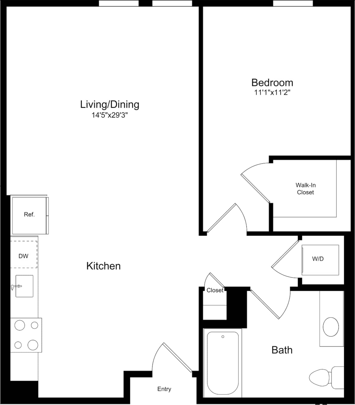 Floorplan diagram for 1A.2, showing 1 bedroom