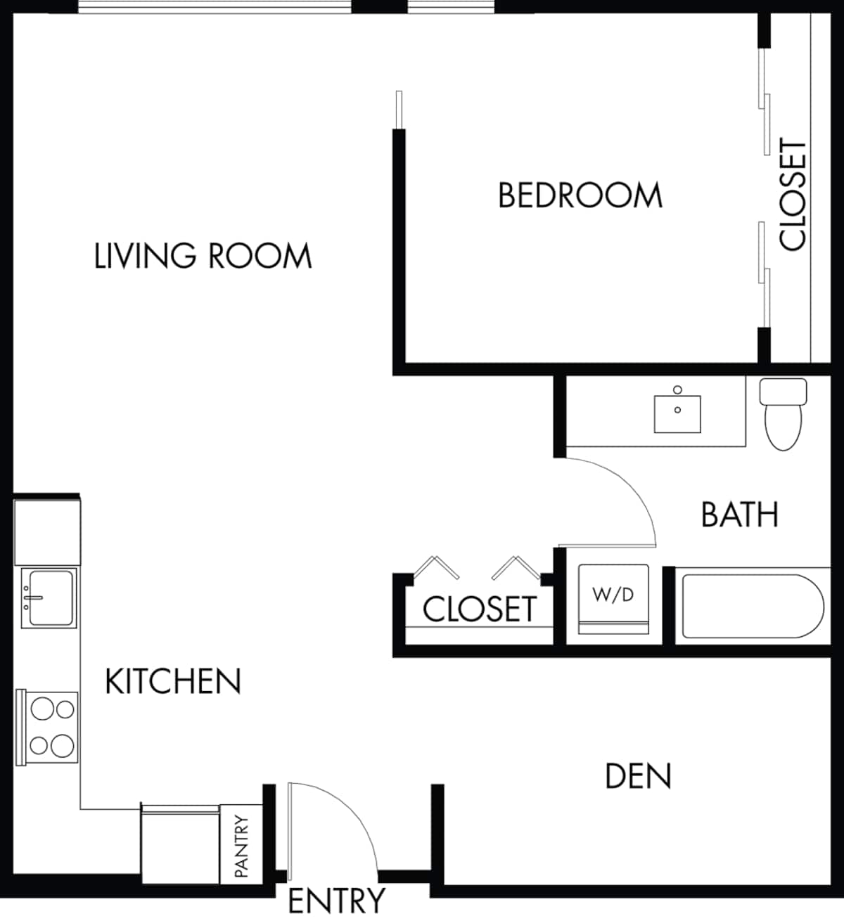 Floorplan diagram for 1.1d, showing 1 bedroom