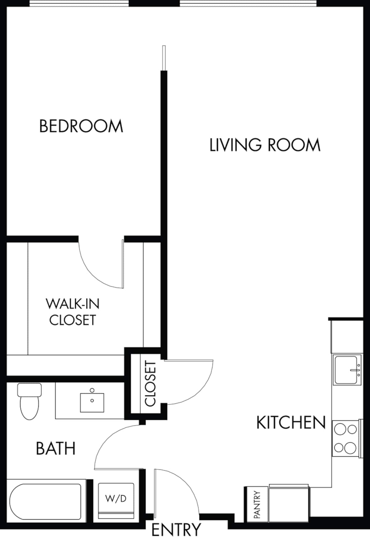 Floorplan diagram for 1.1, showing 1 bedroom