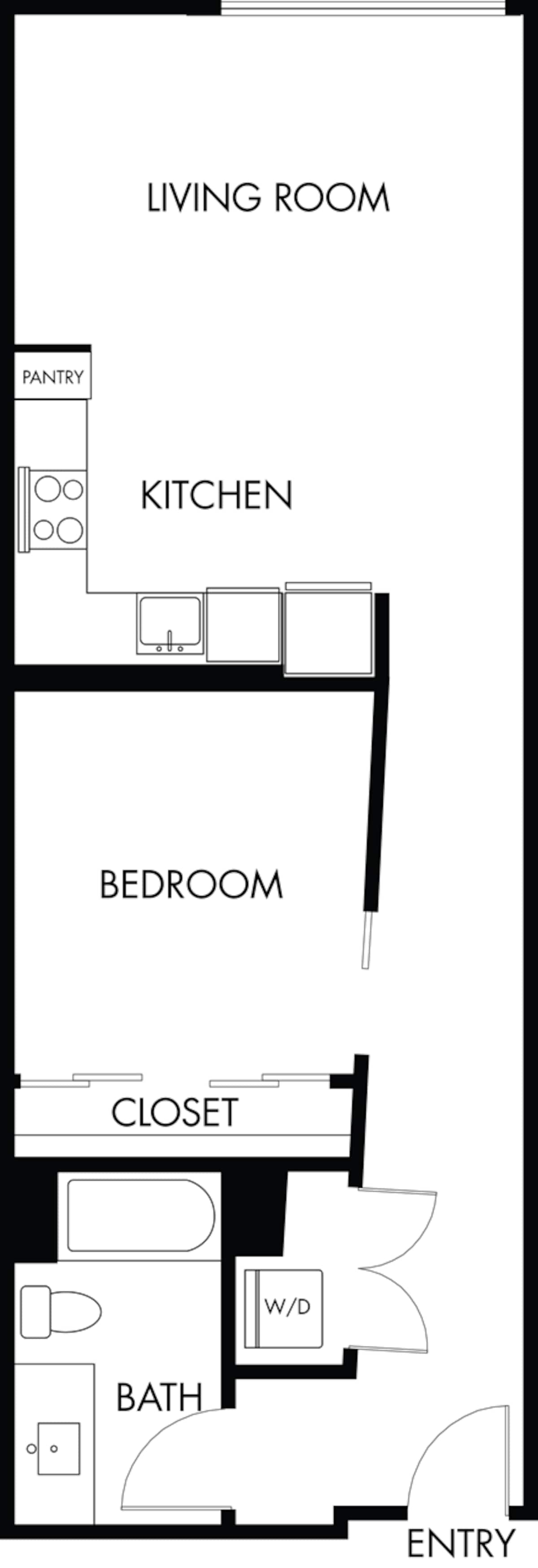 Floorplan diagram for O1.1, showing 1 bedroom