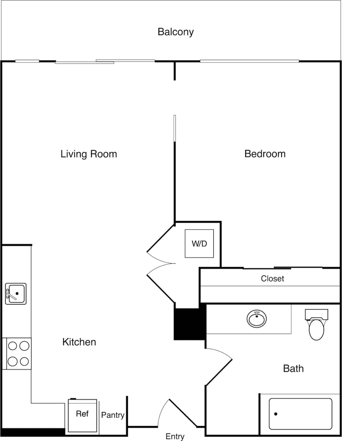 Floorplan diagram for 1.12, showing 1 bedroom