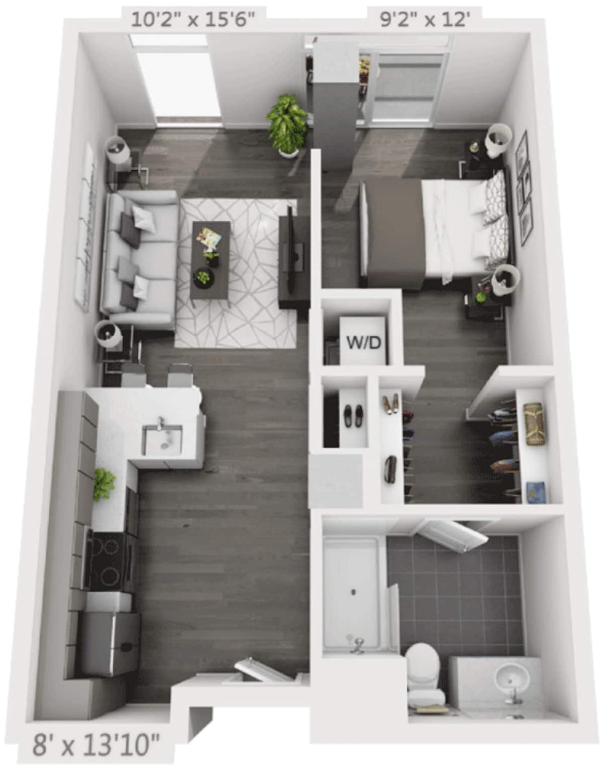 Floorplan diagram for A6, showing 1 bedroom