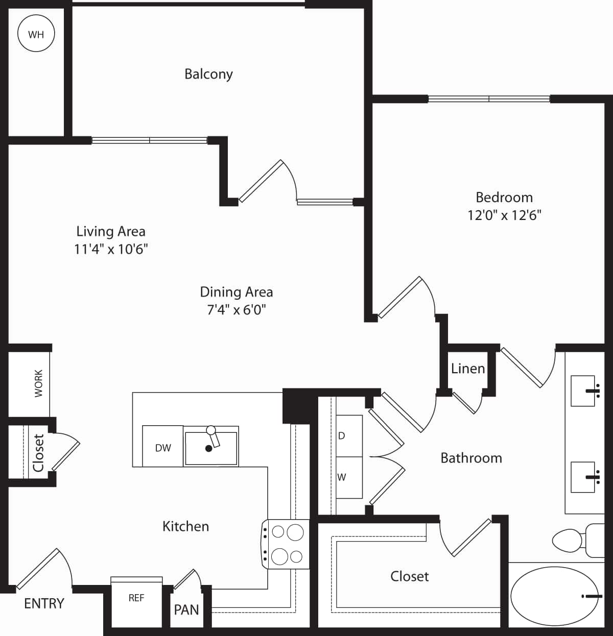 Floorplan diagram for A3, showing 1 bedroom