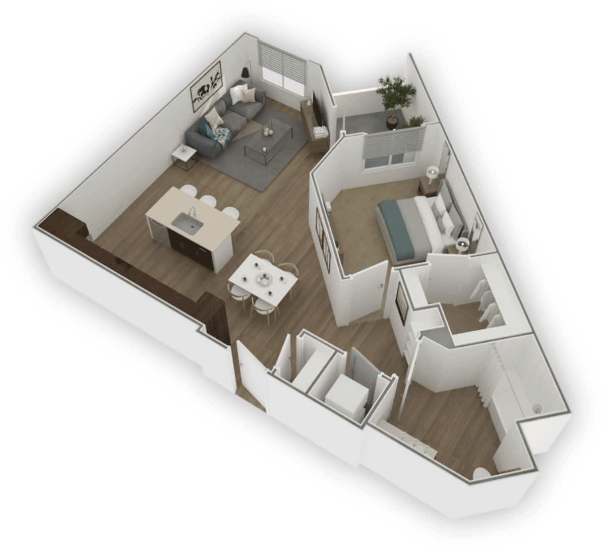 Floorplan diagram for B, showing 1 bedroom