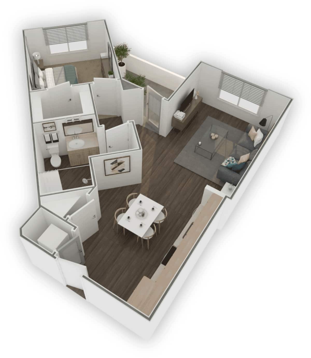 Floorplan diagram for E, showing 1 bedroom