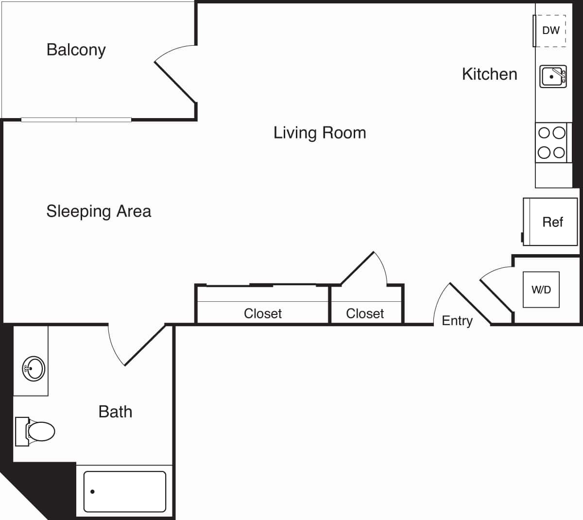 Floorplan diagram for N, showing Studio