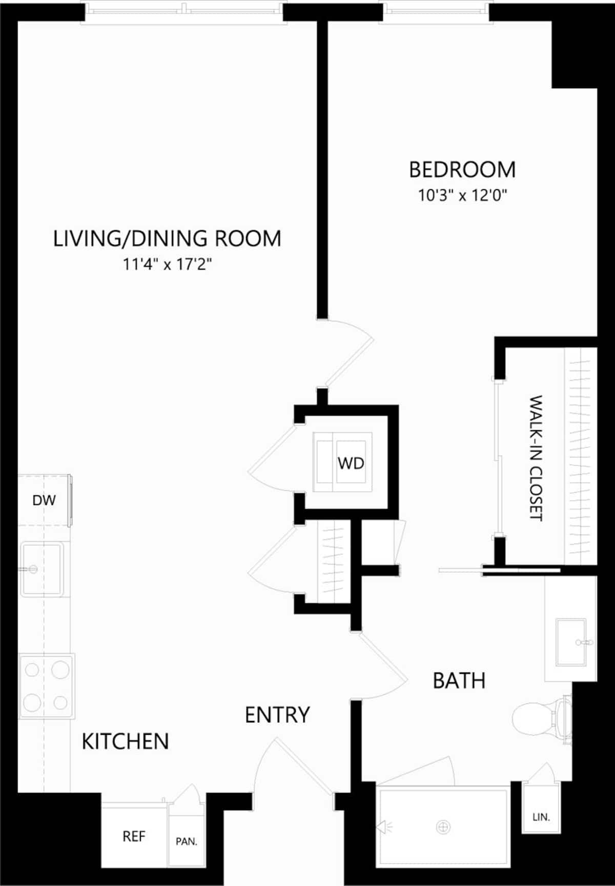 Floorplan diagram for A10, showing 1 bedroom