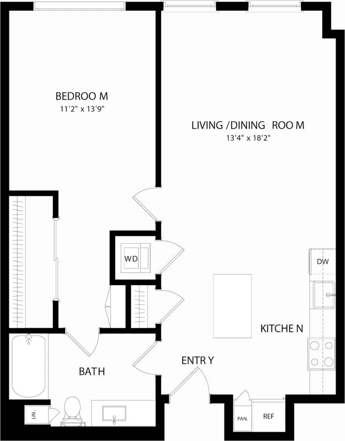 Floorplan diagram for  A4.1, showing 1 bedroom