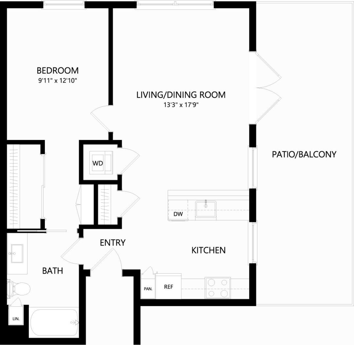Floorplan diagram for A3, showing 1 bedroom