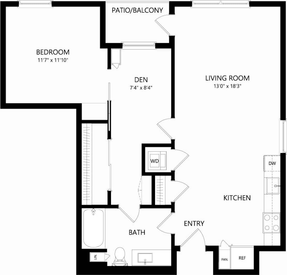 Floorplan diagram for A5, showing 1 bedroom
