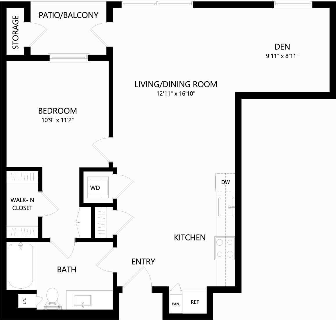 Floorplan diagram for A6, showing 1 bedroom