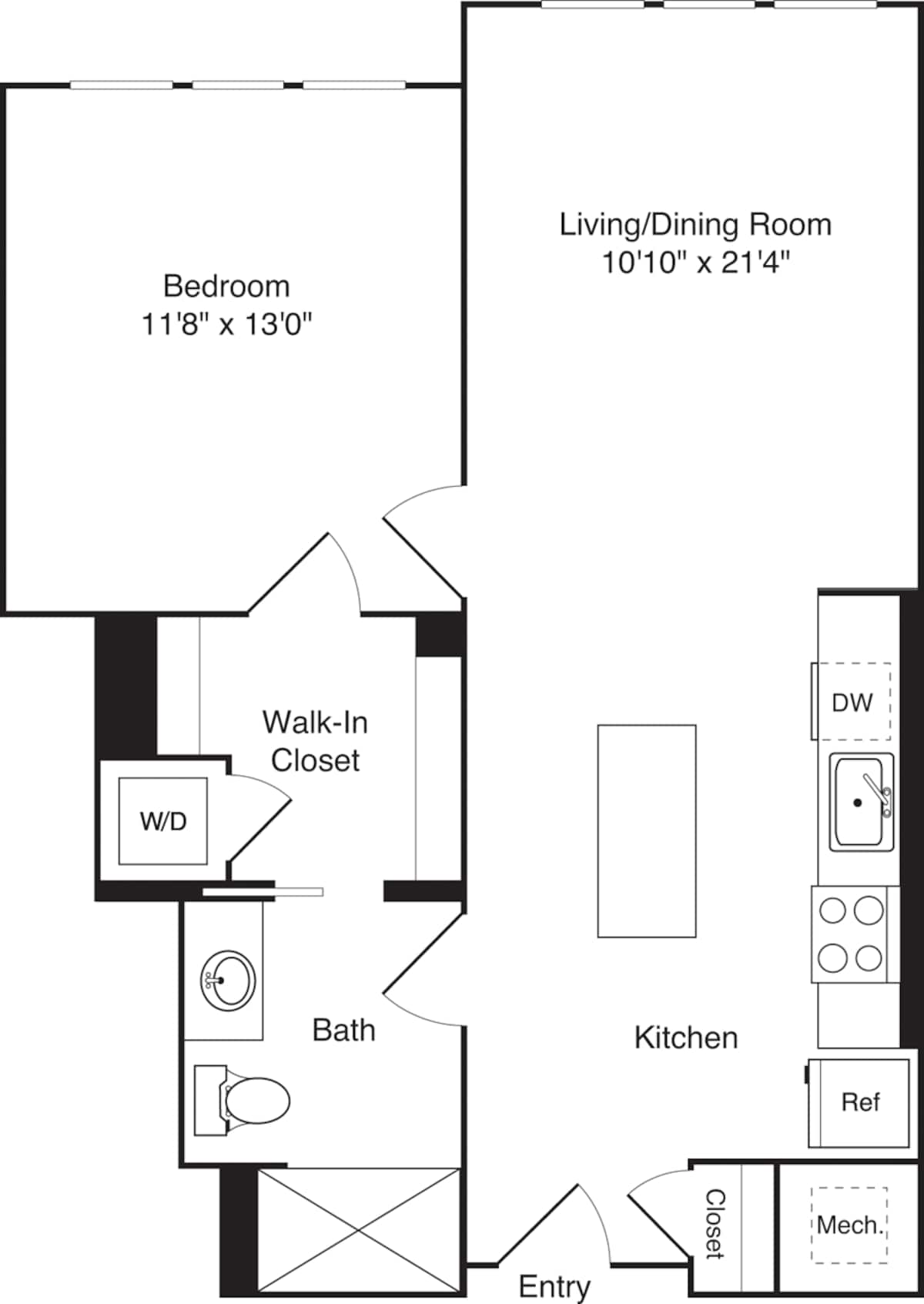 Floorplan diagram for A03, showing 1 bedroom