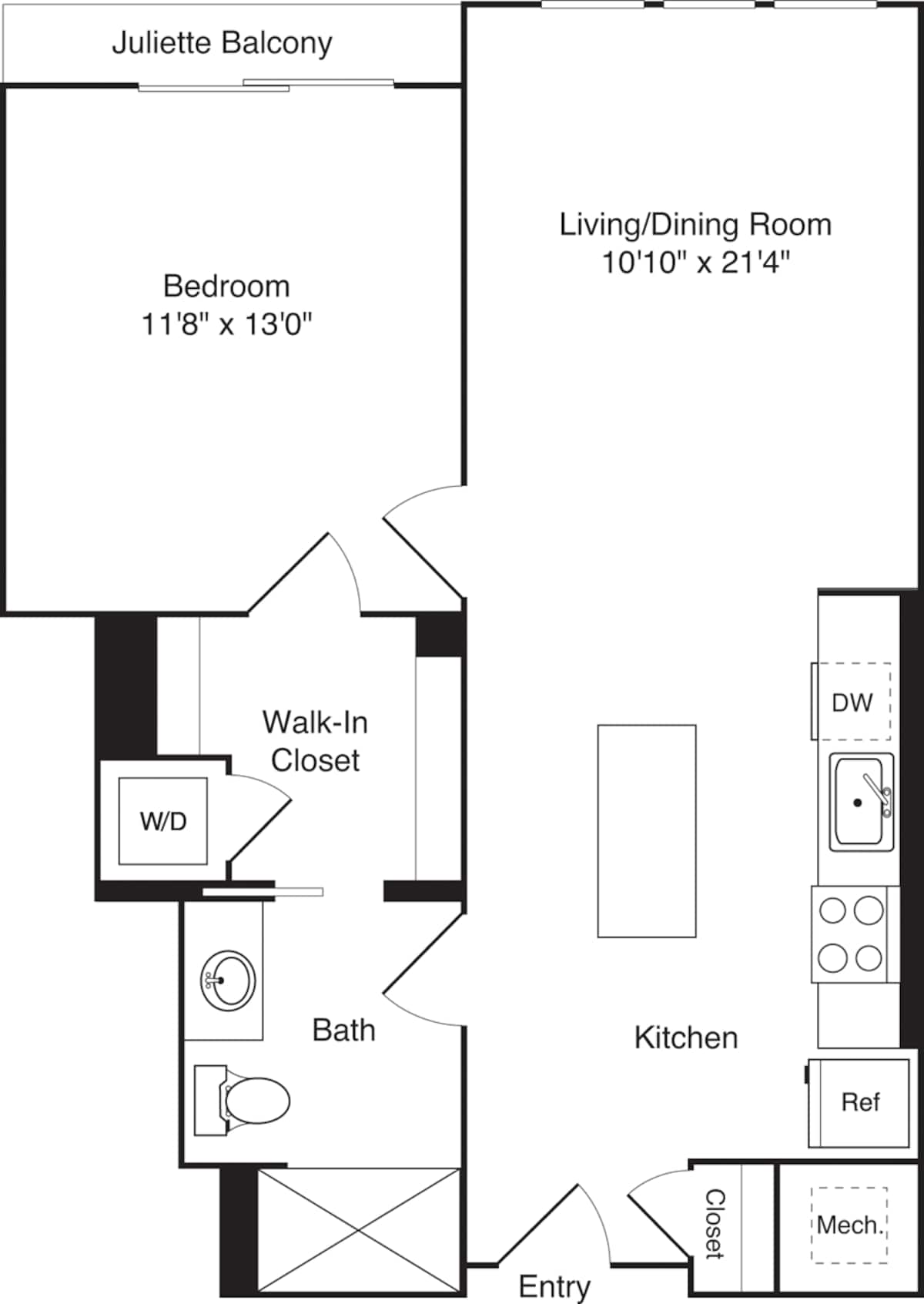 Floorplan diagram for A03-1, showing 1 bedroom
