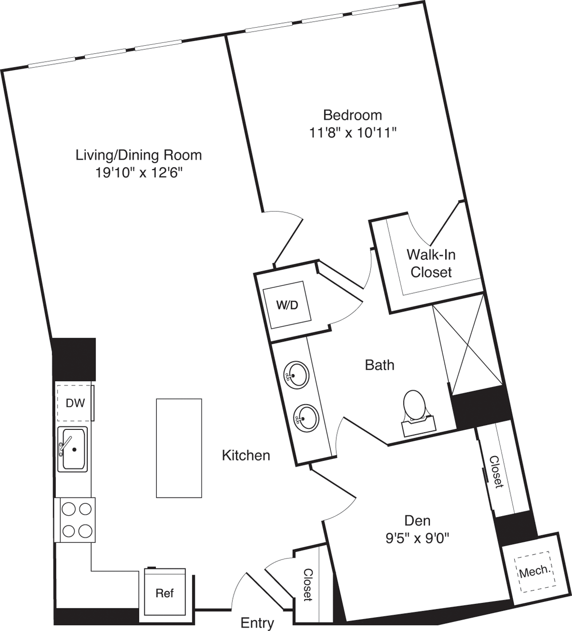 Floorplan diagram for B02, showing 1 bedroom