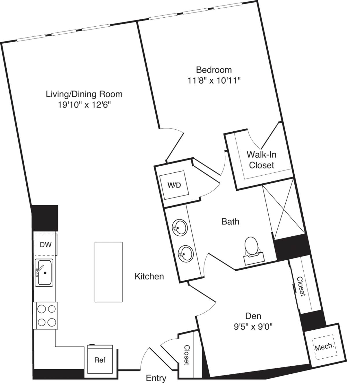 Floorplan diagram for B02, showing 1 bedroom