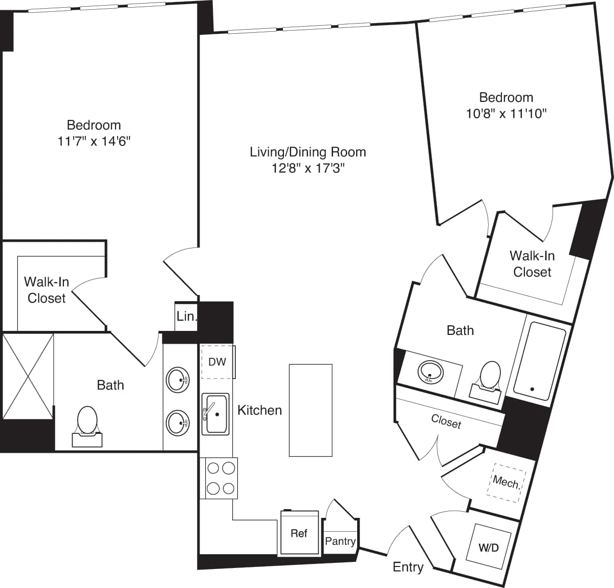 Floorplan diagram for C02, showing 2 bedroom