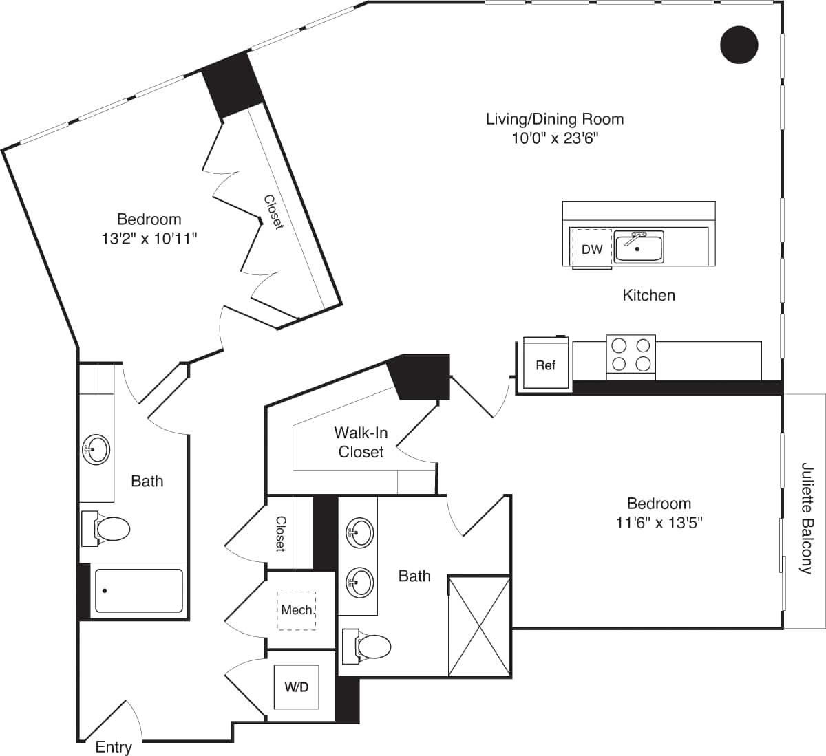 Floorplan diagram for C04-1, showing 2 bedroom