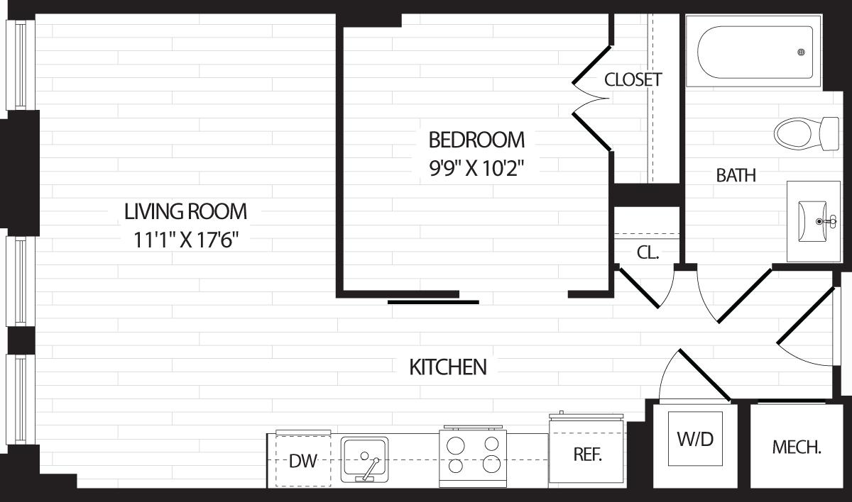 Floorplan diagram for A3, showing Studio