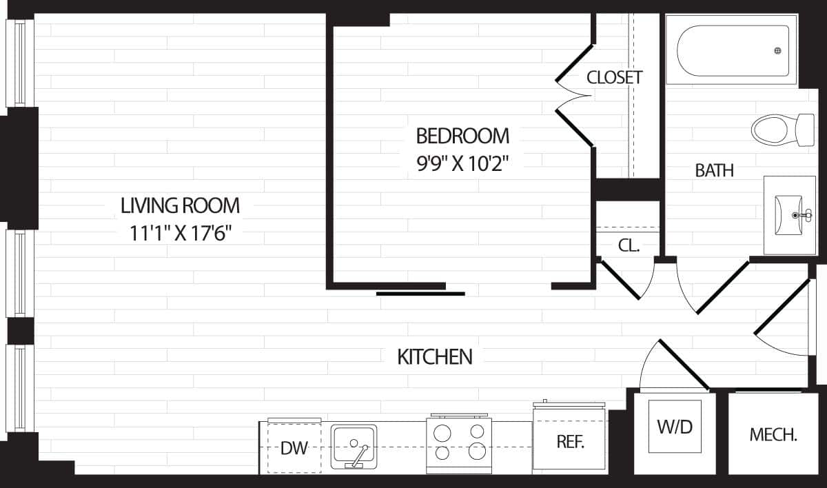 Floorplan diagram for A3, showing Studio