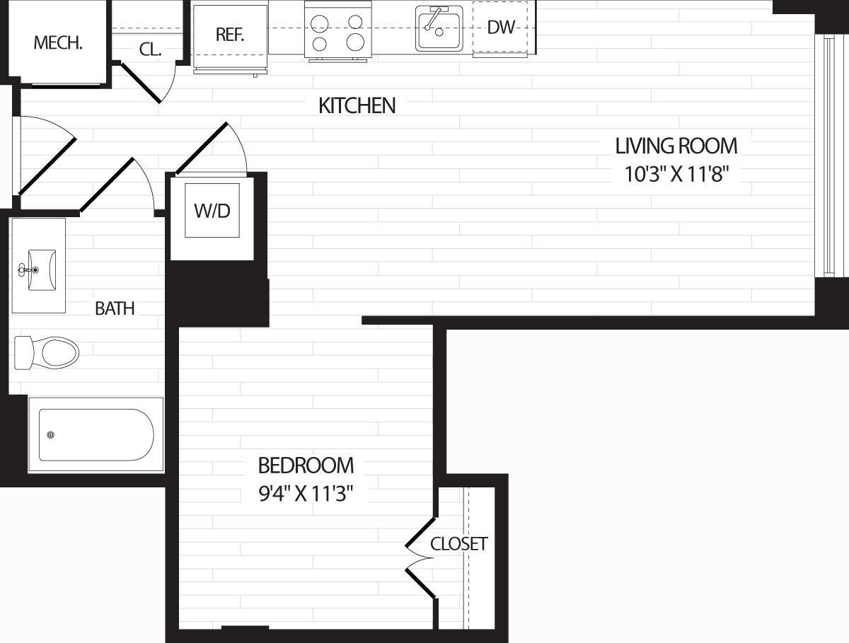 Floorplan diagram for A1, showing Studio