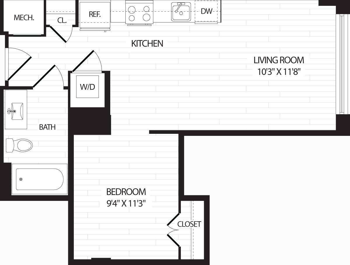 Floorplan diagram for A1, showing Studio