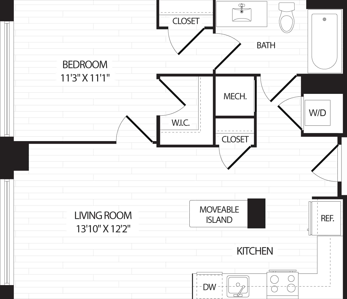 Floorplan diagram for A7, showing 1 bedroom