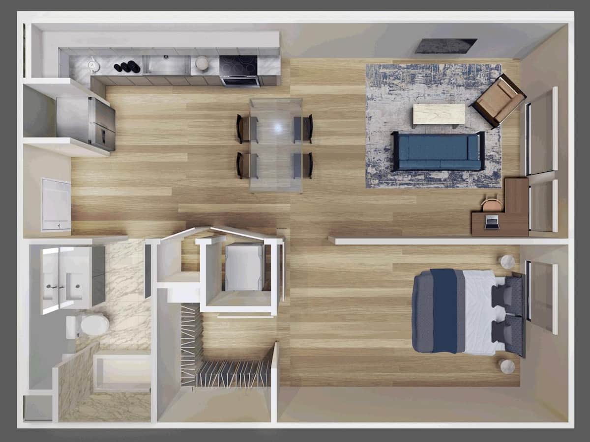 Floorplan diagram for A1.1, showing 1 bedroom