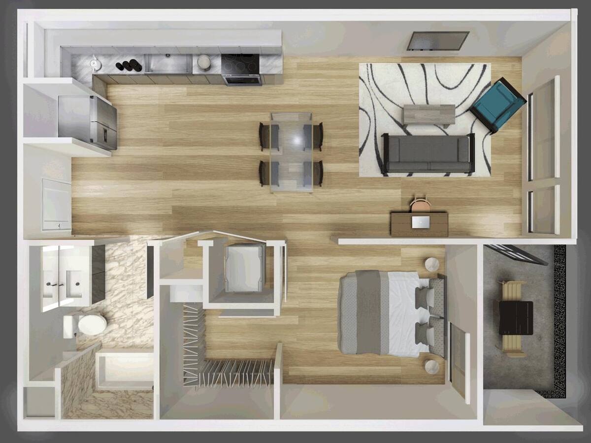 Floorplan diagram for A1, showing 1 bedroom