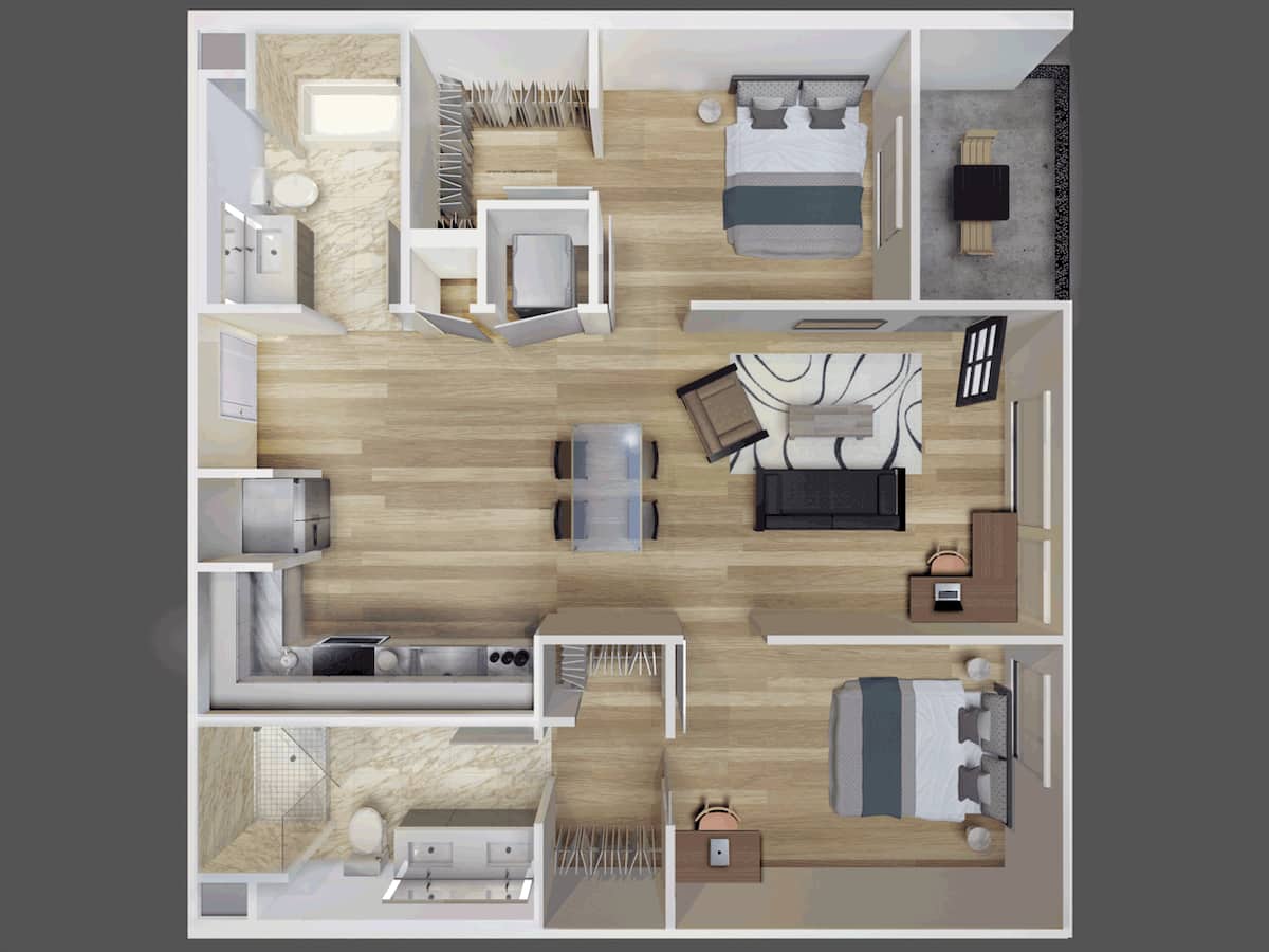 Floorplan diagram for B1, showing 2 bedroom