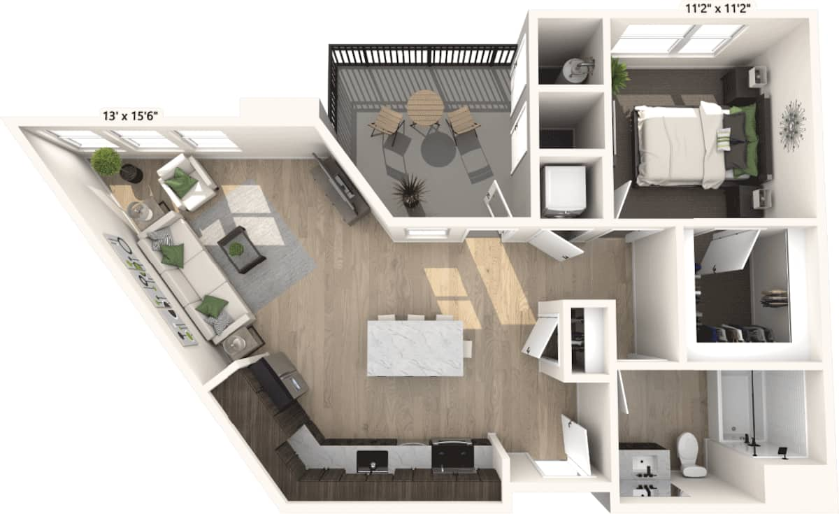 Floorplan diagram for Coronado, showing 1 bedroom