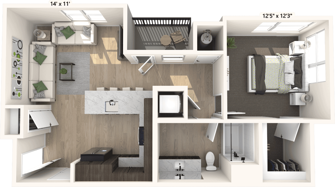 Floorplan diagram for Del Mar, showing 1 bedroom