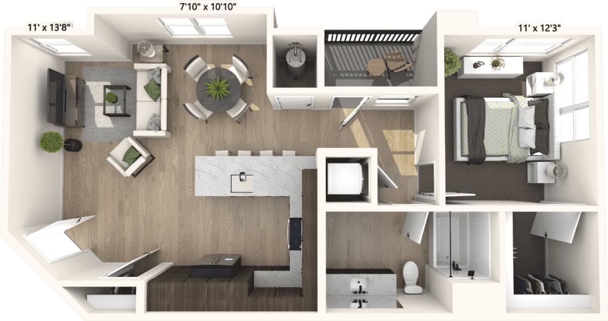 Floorplan diagram for Ponto, showing 1 bedroom