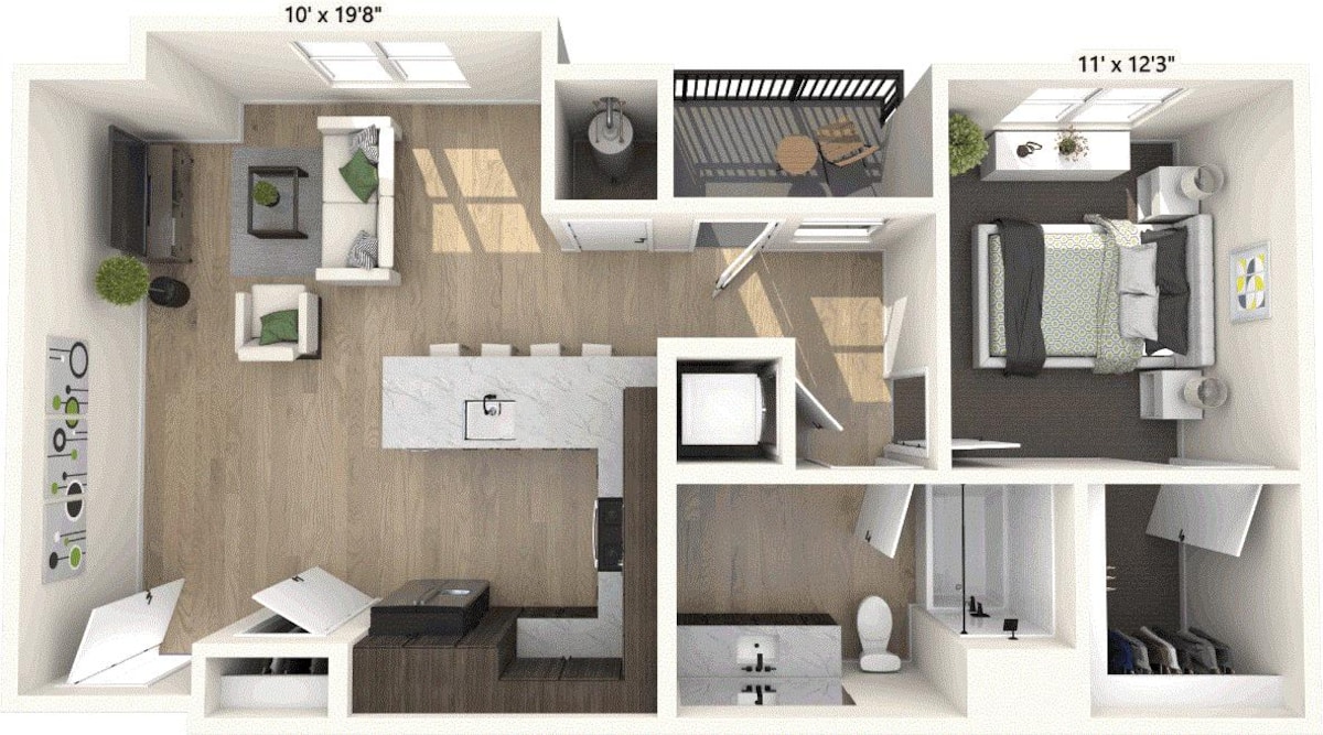 Floorplan diagram for Windandsea, showing 1 bedroom