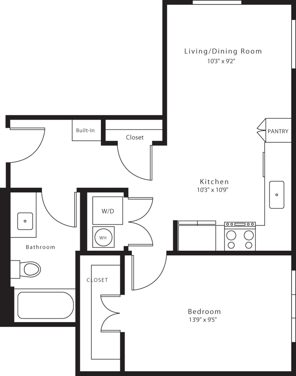 Floorplan diagram for A5, showing 1 bedroom