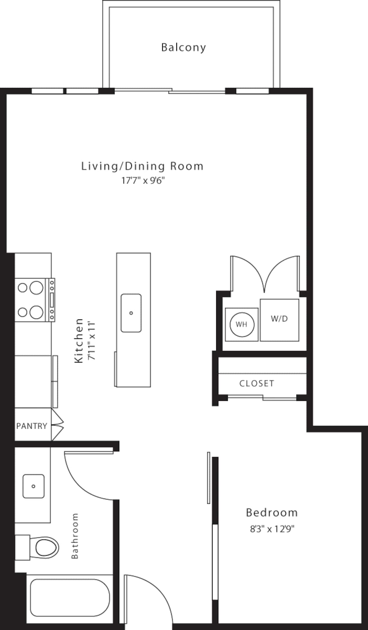Floorplan diagram for A8, showing 1 bedroom