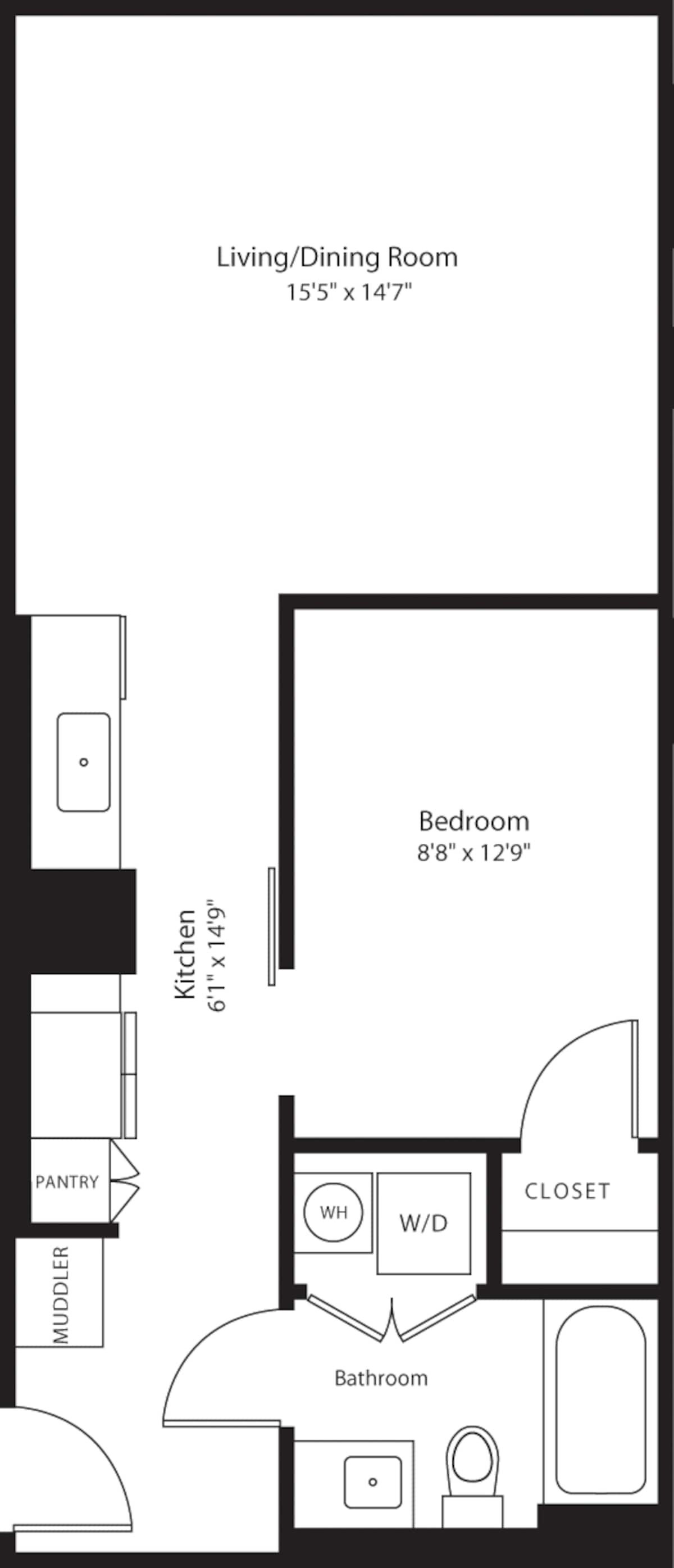 Floorplan diagram for A9, showing 1 bedroom