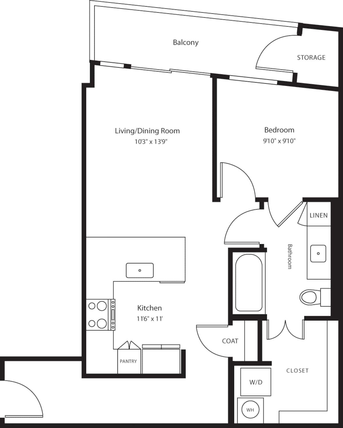 Floorplan diagram for A11, showing 1 bedroom