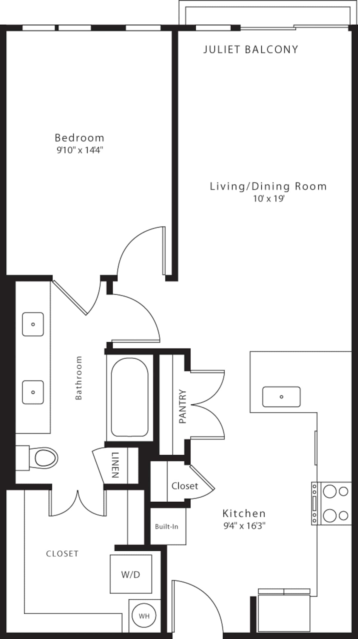 Floorplan diagram for A17, showing 1 bedroom