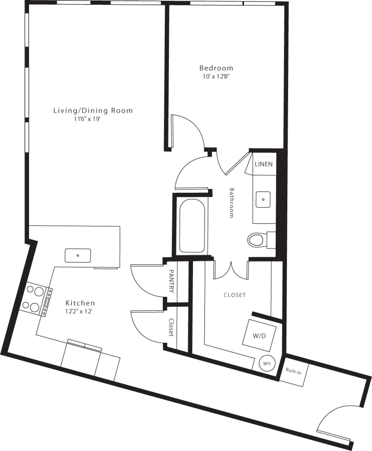 Floorplan diagram for A20, showing 1 bedroom