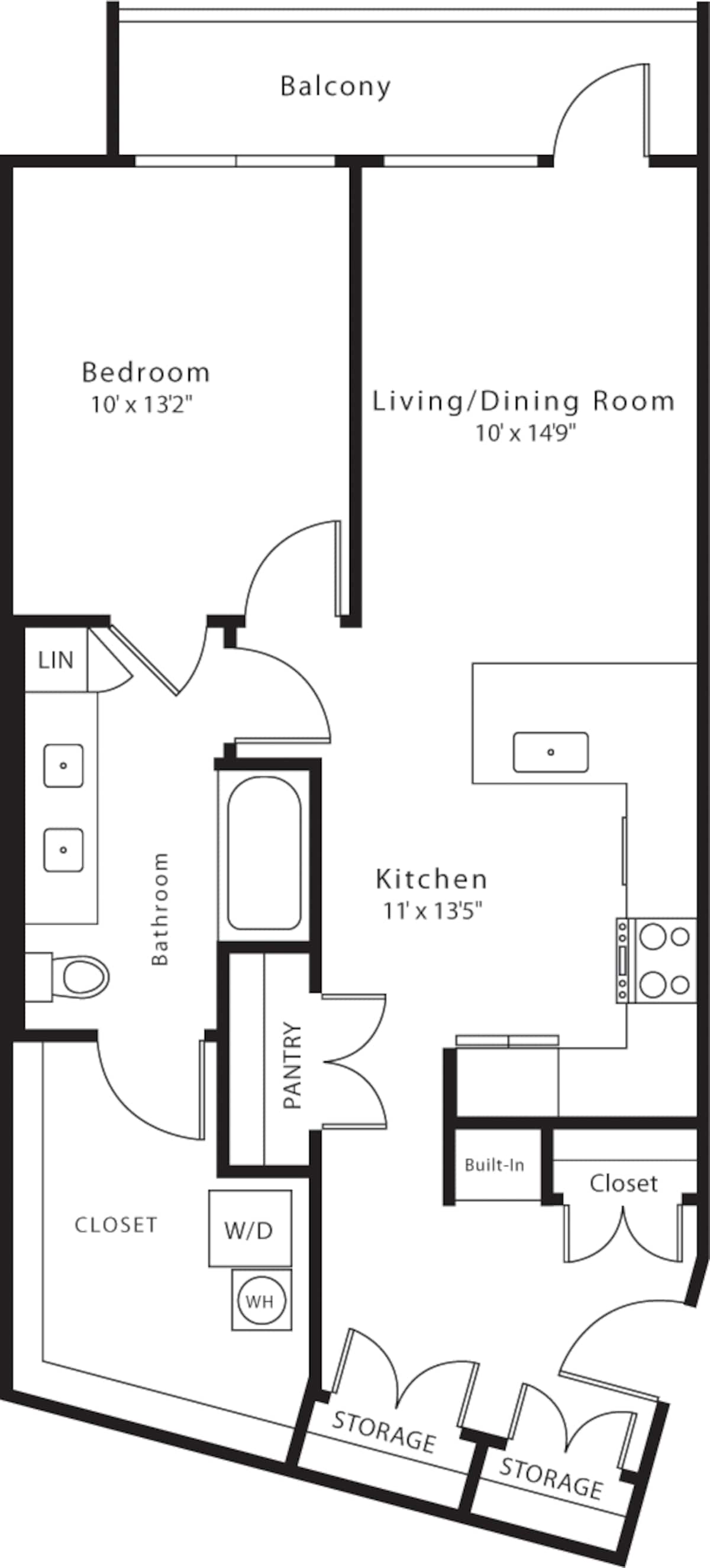Floorplan diagram for A21, showing 1 bedroom