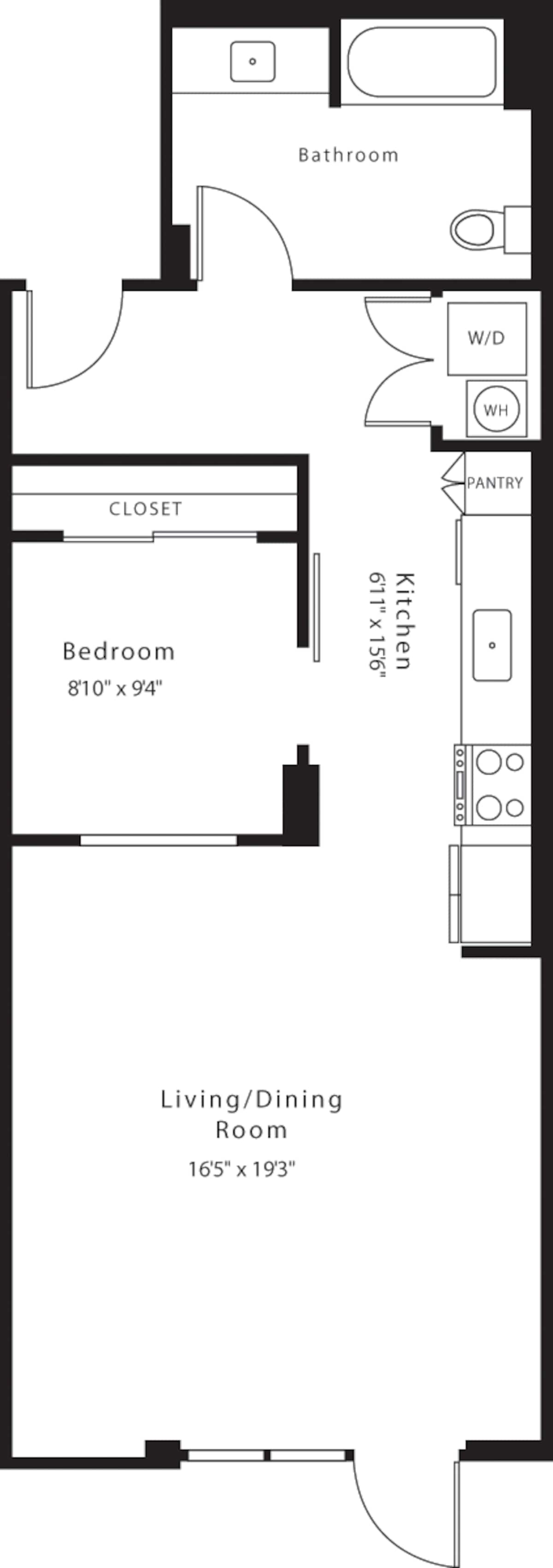 Floorplan diagram for LW2, showing 1 bedroom
