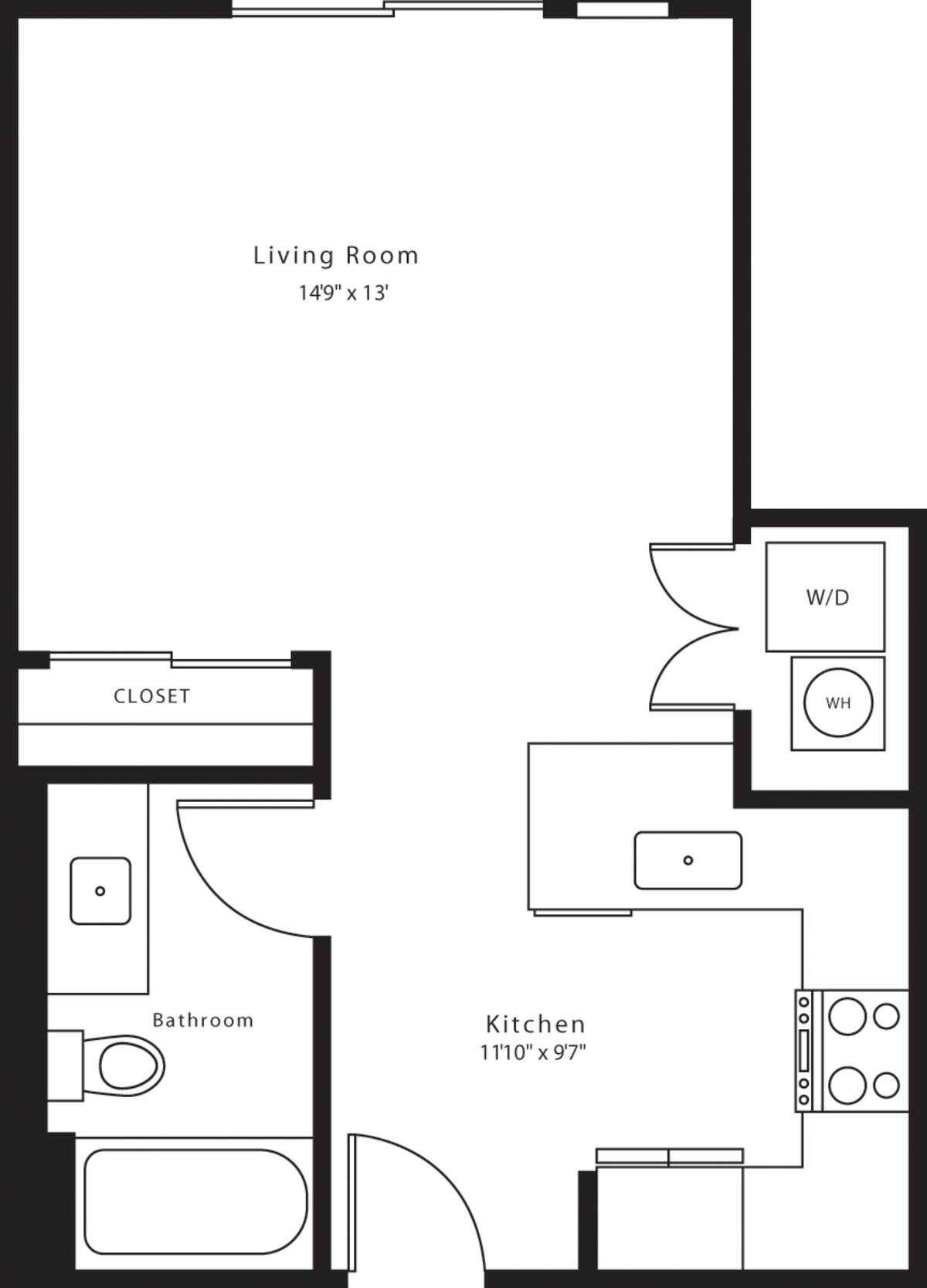 Floorplan diagram for S1, showing Studio