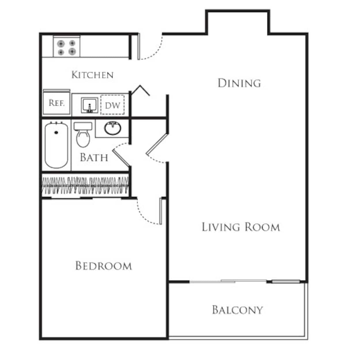 Floorplan diagram for 1 Bedroom Large, showing 1 bedroom