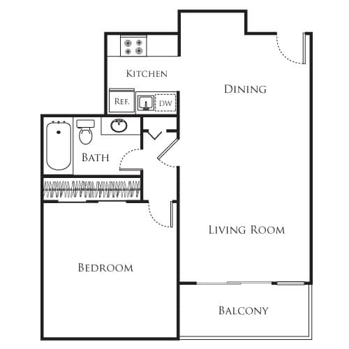 Floorplan diagram for 1 Bedroom, showing 1 bedroom