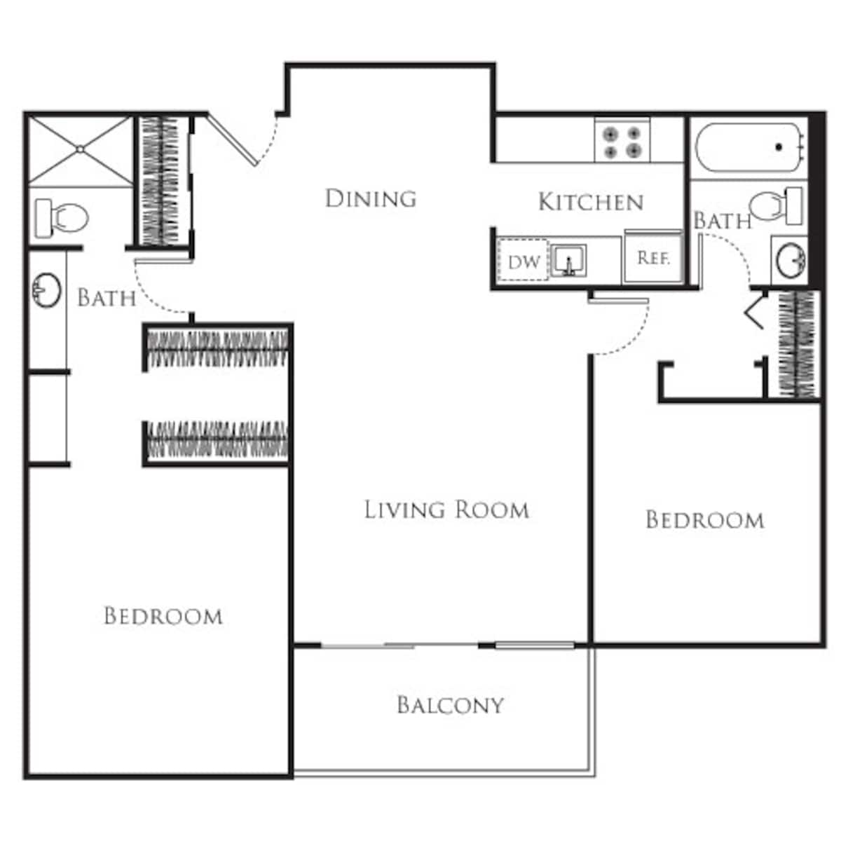 Floorplan diagram for 2 Bedroom C, showing 2 bedroom
