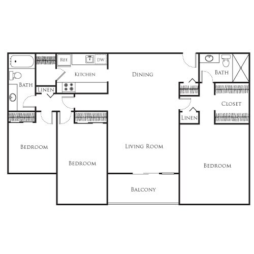 Floorplan diagram for 3 Bedroom, showing 3 bedroom