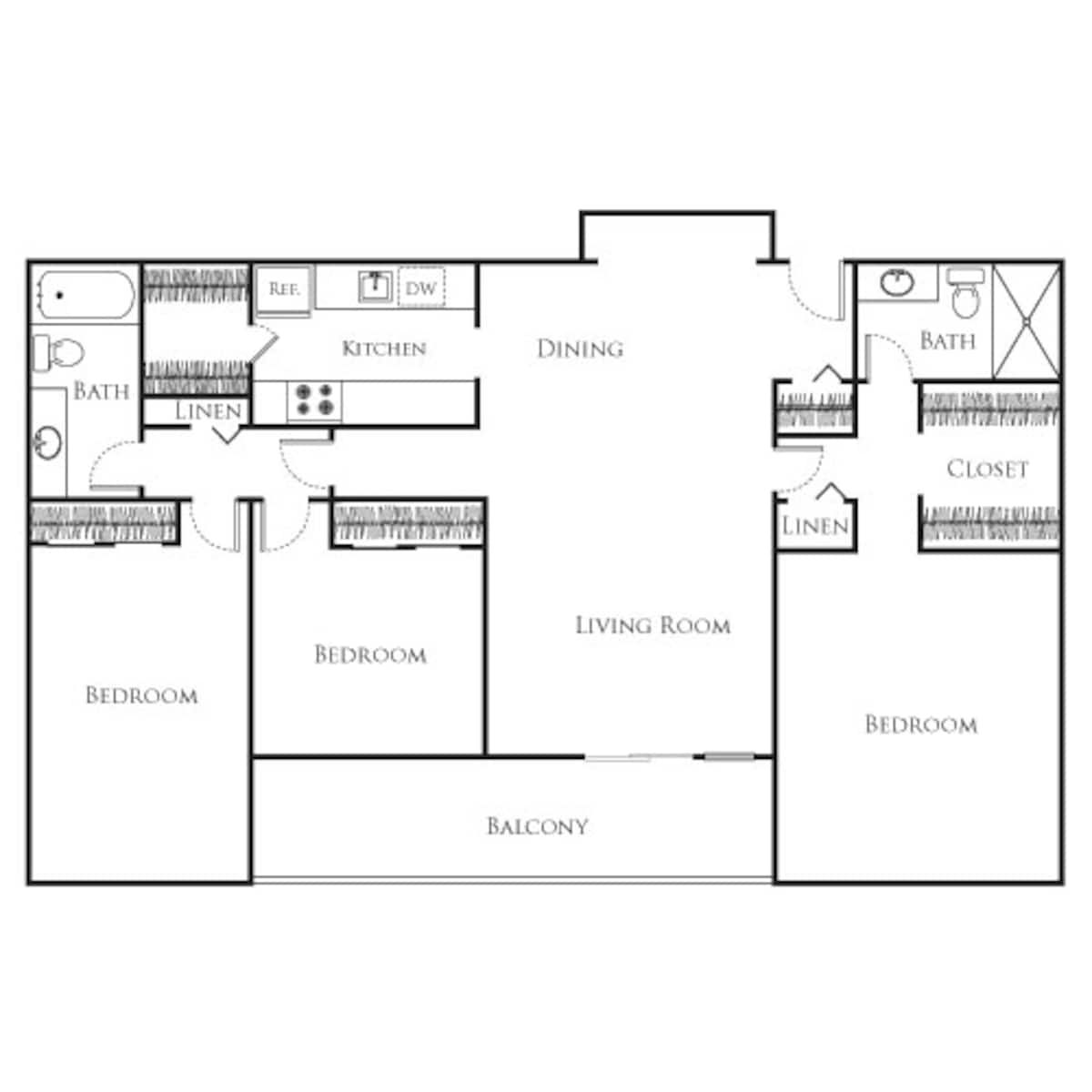 Floorplan diagram for 3 Bedroom Large, showing 3 bedroom